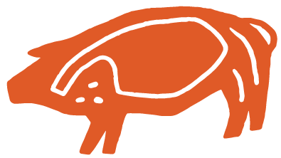 Brasa’s orange pig illustration