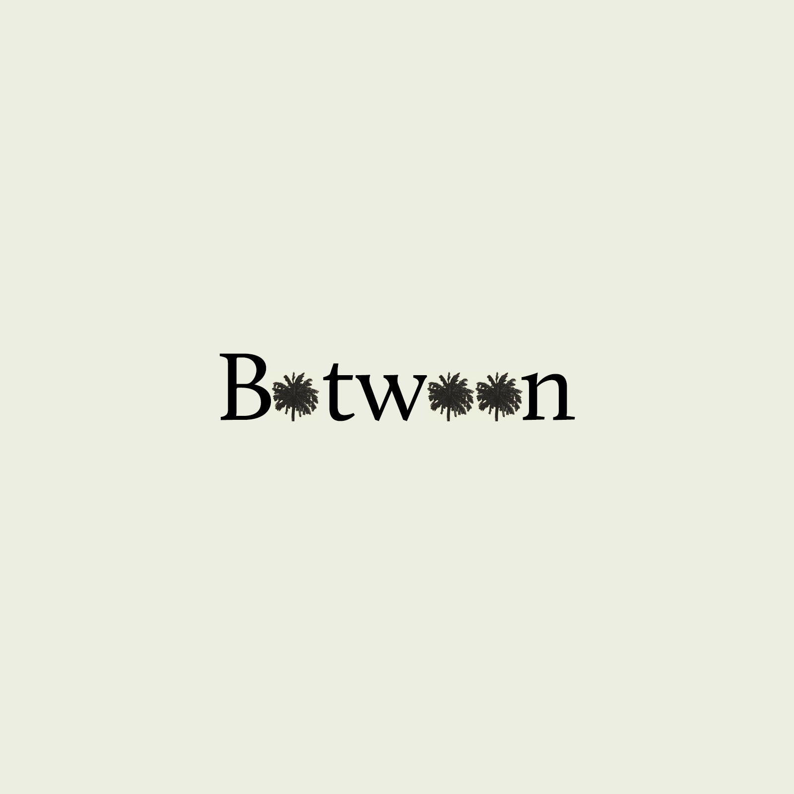 The Between wordmark with black starburst letterforms