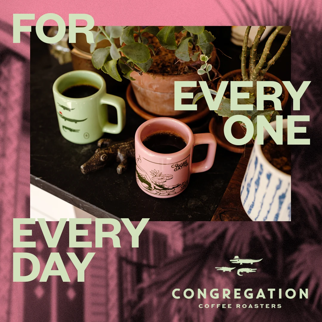 Congregation cups in a subscription campaign reading For Everyone, For Every Day