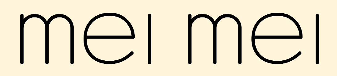 The Mei Mei horizontal wordmark in thin black lettering on a warm cream background