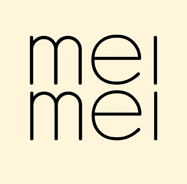 The Mei Mei wordmark stacked in two lines of thin black lettering on a warm cream background